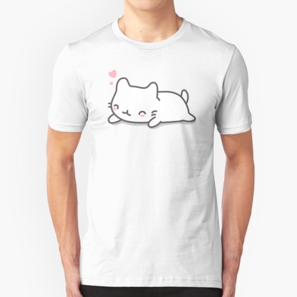 Cute Cat Unisex T-Shirt Cats Lover Kawaii Hearts - Picture 1 of 1